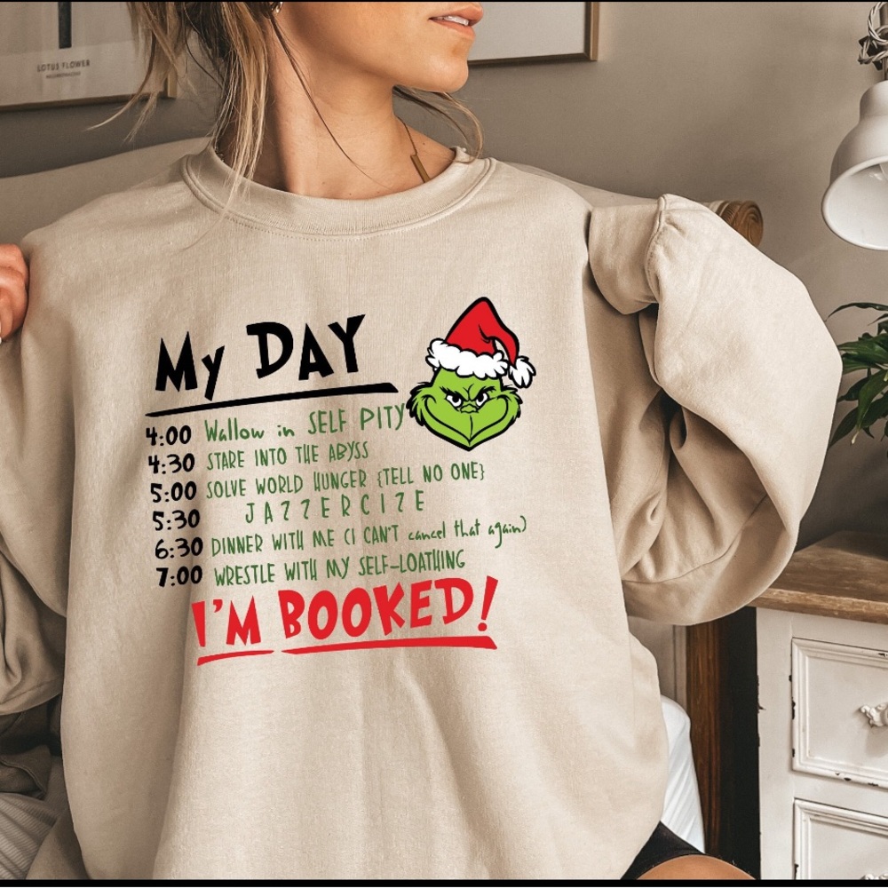 Grinch My Day Scedule  Crew Neck Sweater